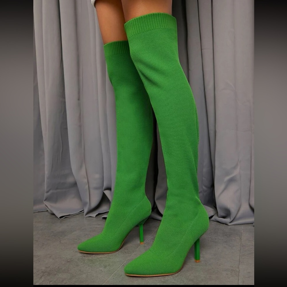 SHEIN Green over the knee boots